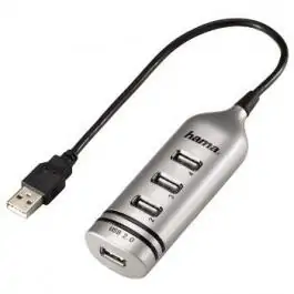 USB 2.0 razdelnik 4/1 srebrni Hama