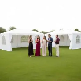 Baštenski paviljon Gazebo 3 x 6 m beli sa 6 bočnih strana