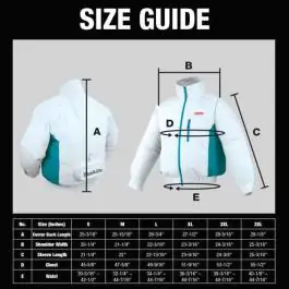 Akumulatorska 18V LKST® litijum-jonskia jakna za hlađenje sa ventilatorom, samo jakna (mala) DFJ201ZS Makita
