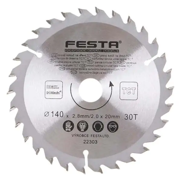Kružna testera za drvo TCT 140mm x 2,8/2,0mm x 20mm 30T Festa
