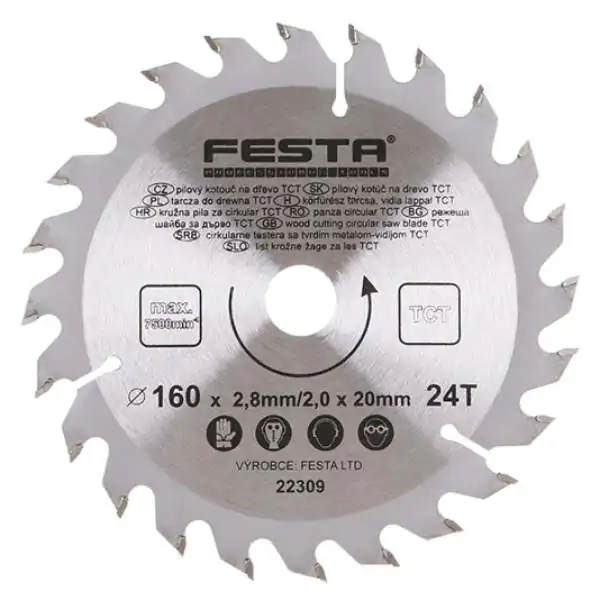 Kružna testera za drvo TCT 160mm x 2,8/2,0mm x 20mm 24T Festa