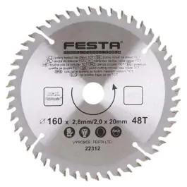 Kružna testera za drvo TCT 160mm x 2,8/2,0mm x 20mm 46T Festa