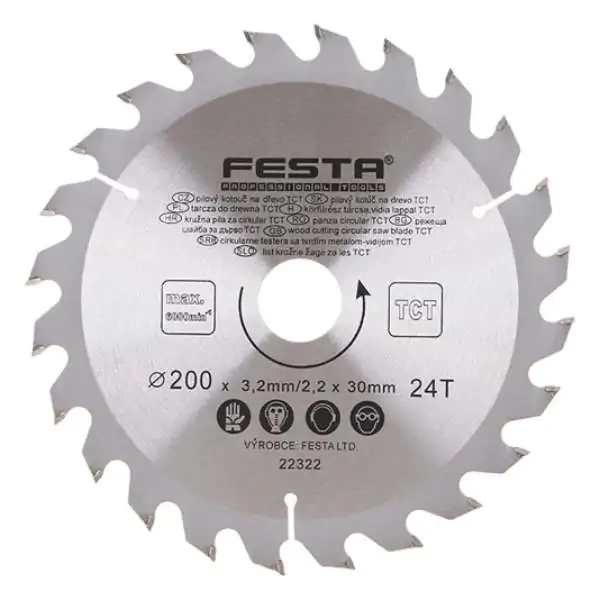 Kružna testera za drvo TCT 200mm x 3,2/2,2mm x 30mm 24T Festa