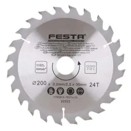 Kružna testera za drvo TCT 200mm x 3,2/2,2mm x 30mm 24T Festa