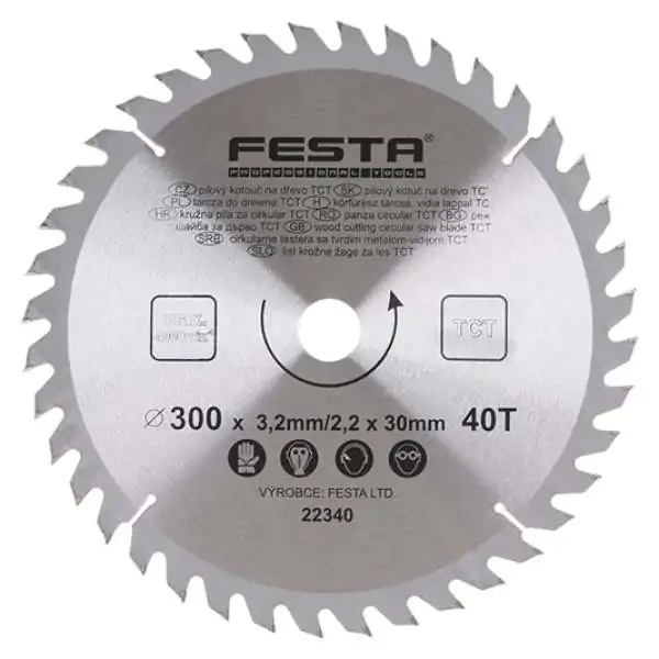 Kružna testera za drvo TCT 300mm x 3,2/2,2mm x 30mm 40T Festa