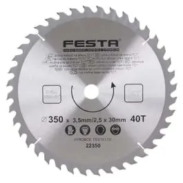 Kružna testera za drvo TCT 350mm x 3,5/2,5mm x 30mm 40T Festa