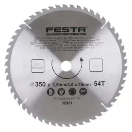 Kružna testera za drvo TCT 350mm x 3,5/2,5mm x 30mm 54T Festa