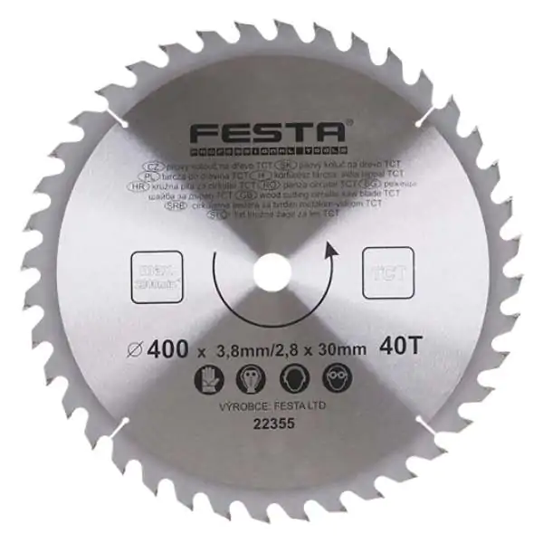 Kružna testera za drvo TCT 400mm x 3,8/2,8mm x 30mm 40T Festa