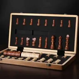 Drveni šah i dame 2u1