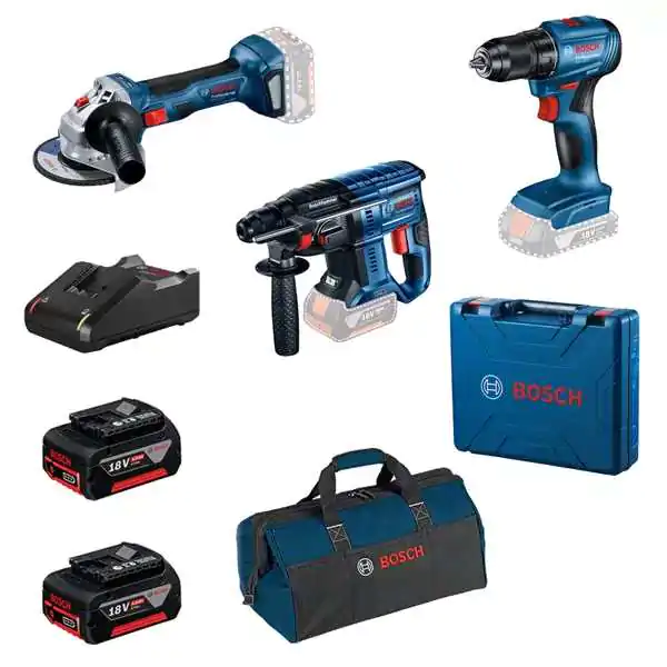 Bosch Akumulatorski set GSR 185-Li + GWS 180-Li + GBH 180-Li 18V, 2x4,0Ah