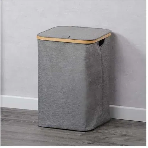 Kesper KSP19599 korpa za prljavi veš sa bambus okvirom siva 50cm