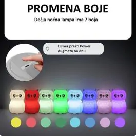 LED Silikonska Lampa punjiva za Decu sa Tajmerom Sova
