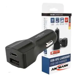 Auto USB punjač 240C  4.0A (20W) sa USB-A i USB-C – ANSMANN