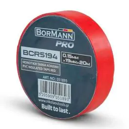Izolir traka PVC crvena – 0.15mmx19mmx20m – Bormann Pro