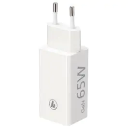GaN punjac USB-C (PD), USB-A (QC 3.0), 65W, beli
