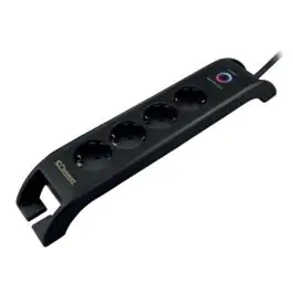 Uticnica 4-struka + 2xUSB, prenaponska zastita, 2m crna HO5VV-F 3G1.5