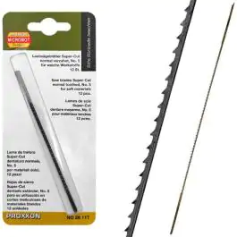 Proxxon Super-Cut Testere za Dekupir Bez Čepova 130mm - 17 Zuba, 12 Komada (130 x 1.02 x 0.36 mm)