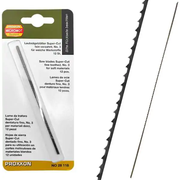 Proxxon Super-Cut Testere za Dekupir Bez Čepova 130mm - 19 Zuba, 12 Komada (130 x 0.85 x 0.32 mm)