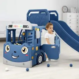 Dečiji roze vozić sa toboganom, košem i ostavom za igračke