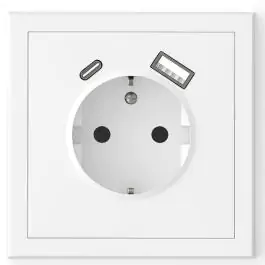 Šuko utičnica sa USB A+C portom, bela