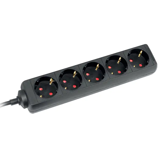 Produžni kabl 5 utičnice 16A 3500W crni 5m H05VV-F 3G1,5