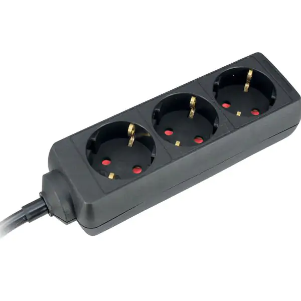 Produžni kabl 3 utičnice 16A 3500W crni 5m H05VV-F 3G1,5