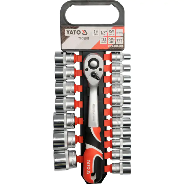 YATO račna1/2+nasadni ključevi 8-32/19 kom YT38681