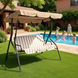 Baštenska ljuljaška bež-bela 170cm