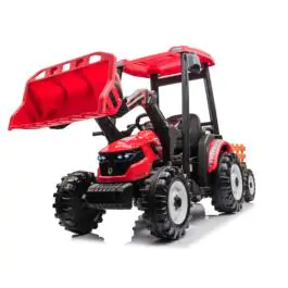 Traktor Sa Prikolicom i Utovarivačem Crveni Premium Oprema 24V7A 12941PS