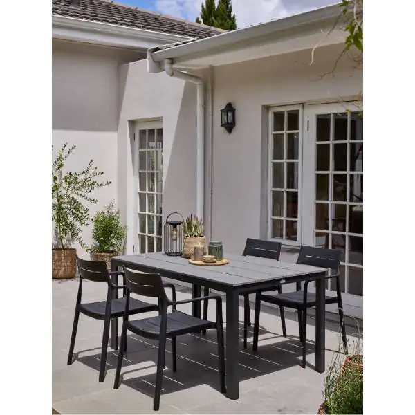 MARIELYST L150 baštenski sto siva + 4 INGSTRUP baštenske stolice crna S372724