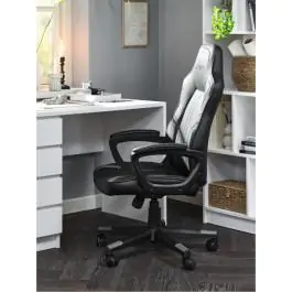 Gejmerska stolica FJELSTED crna veštačka koža/siva 3630092