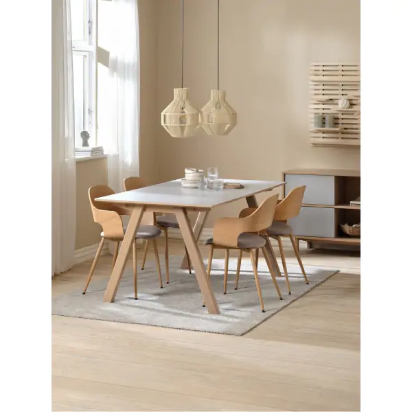 Trpezarijska stolica HVIDOVRE svetao hrast/svetlo siva tkanina 3670340