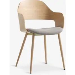 Trpezarijska stolica HVIDOVRE svetao hrast/svetlo siva tkanina 3670340