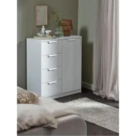 Komoda 4 fioke 1 vrata JENSLEV kombinovana bela 3601401