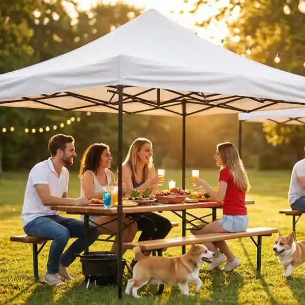 Sklopivi paviljon za dvorišta 3x3m beli - proizvod na akciji