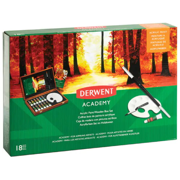 Set u drvenoj kutiji Boje akrilne 12ml 12boja+pribor Academy Derwent 2305674 000017152