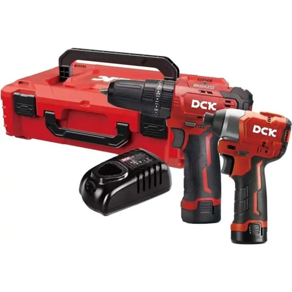 DCK KDKIT25EK akumulatorski set alata 12V – udarna bušilica-odvijač i udarni odvijač sa 2x baterije i koferom