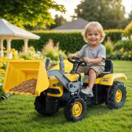 Dečiji traktor na pedale sa kašikom za utovar žuti Doly Toys