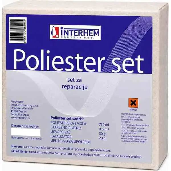 Poliester set za reparaciju – komplet za popravku čamaca, karoserije, bazena i betonskih površina