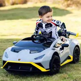 Lamborghini Huracán STO Drift dečiji auto na akumulator 12V sa daljinskim upravljačem – sivi Premium