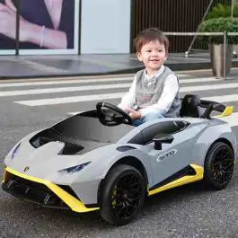 Lamborghini Huracán STO Drift dečiji auto na akumulator 12V sa daljinskim upravljačem – sivi Premium