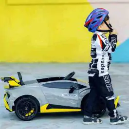 Lamborghini Huracán STO Drift dečiji auto na akumulator 12V sa daljinskim upravljačem – sivi Premium