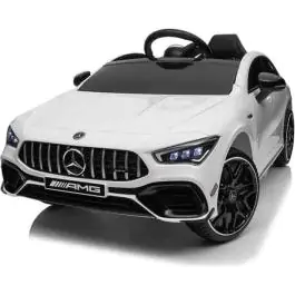 Dečiji automobil na akumulator Mercedes-Benz AMG CLA 45 Beli – Licencirani model sa LED svetlima i vratima koja se otvaraju