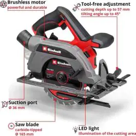 Einhell Professional TP-CS 18/165 Li BL-Solo akumulatorska ručna kružna testera 18V (bez baterije i punjača)