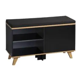 KESPER KSP15943 CIPELARNIK  SA JASTUKOM ZA SEDENJE CRNI 77 x 48 x 30 CM